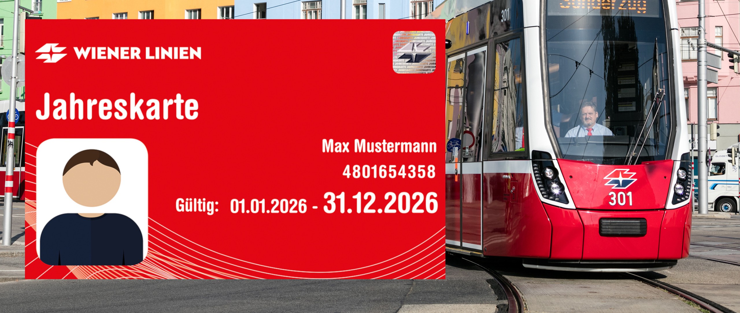 The annual pass is valid for a year across the whole Vienna core zone — on the U-Bahn, on trams, on buses and on the S-Bahn within the city limits.