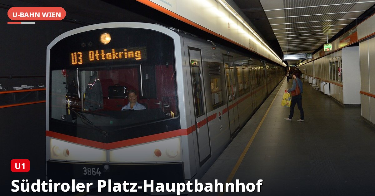 U-Bahn-Station Südtiroler Platz-Hauptbahnhof in Wien — Linie U1